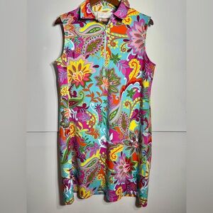 Pappagallo Colorful Floral Paisley Sleeveless 60’s Style Hippie  Dress